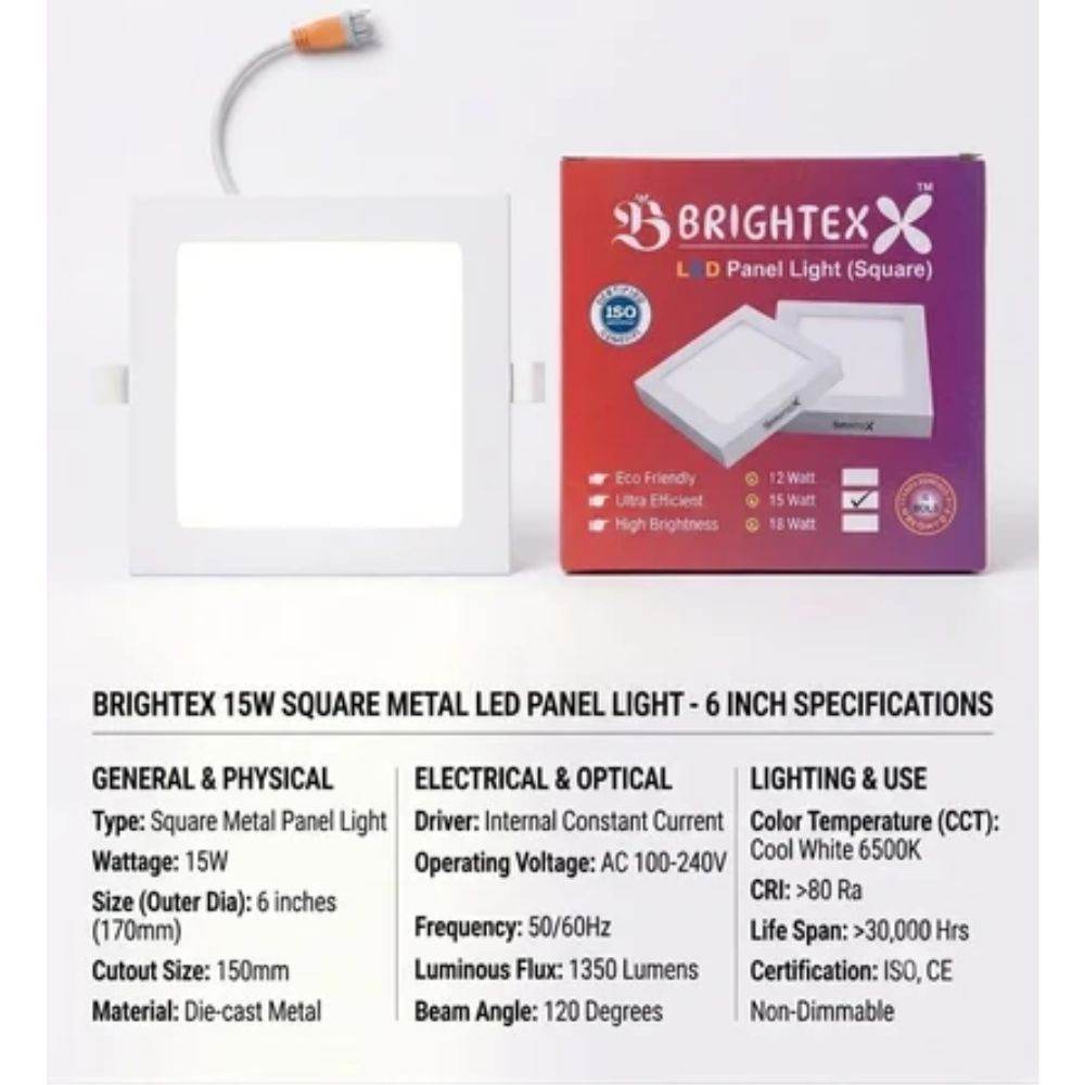 15W Square Metal Panel Light - Image 4
